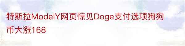 特斯拉ModelY网页惊见Doge支付选项狗狗币大涨168