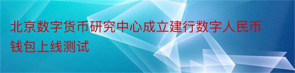 北京数字货币研究中心成立建行数字人民币钱包上线测试