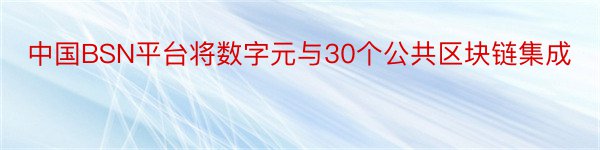 中国BSN平台将数字元与30个公共区块链集成