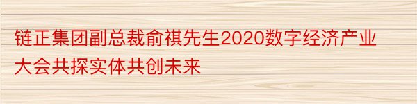 链正集团副总裁俞祺先生2020数字经济产业大会共探实体共创未来
