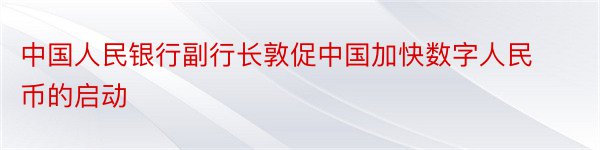 中国人民银行副行长敦促中国加快数字人民币的启动